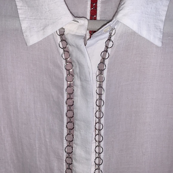 HH Haute Hippie White Chain Button Down Shirt - Picture 3 of 10